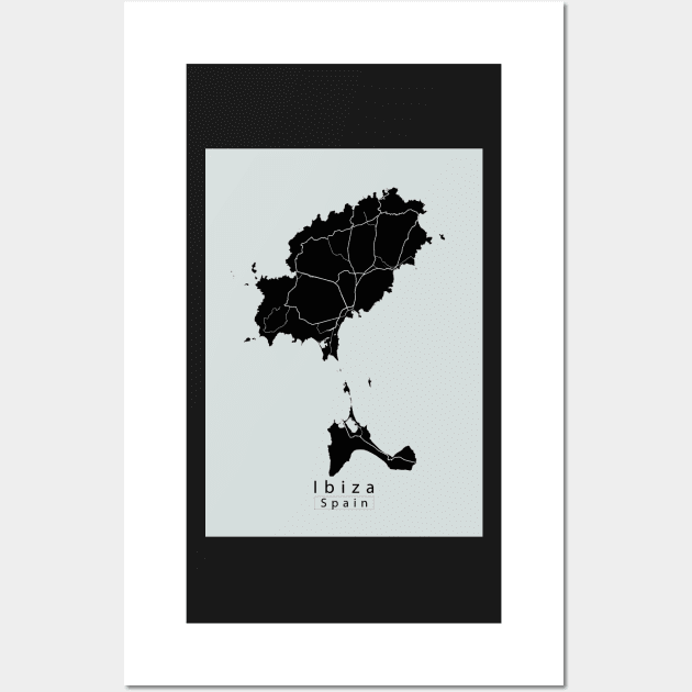 Ibiza Spain Island Map dark Wall Art by Robin-Niemczyk